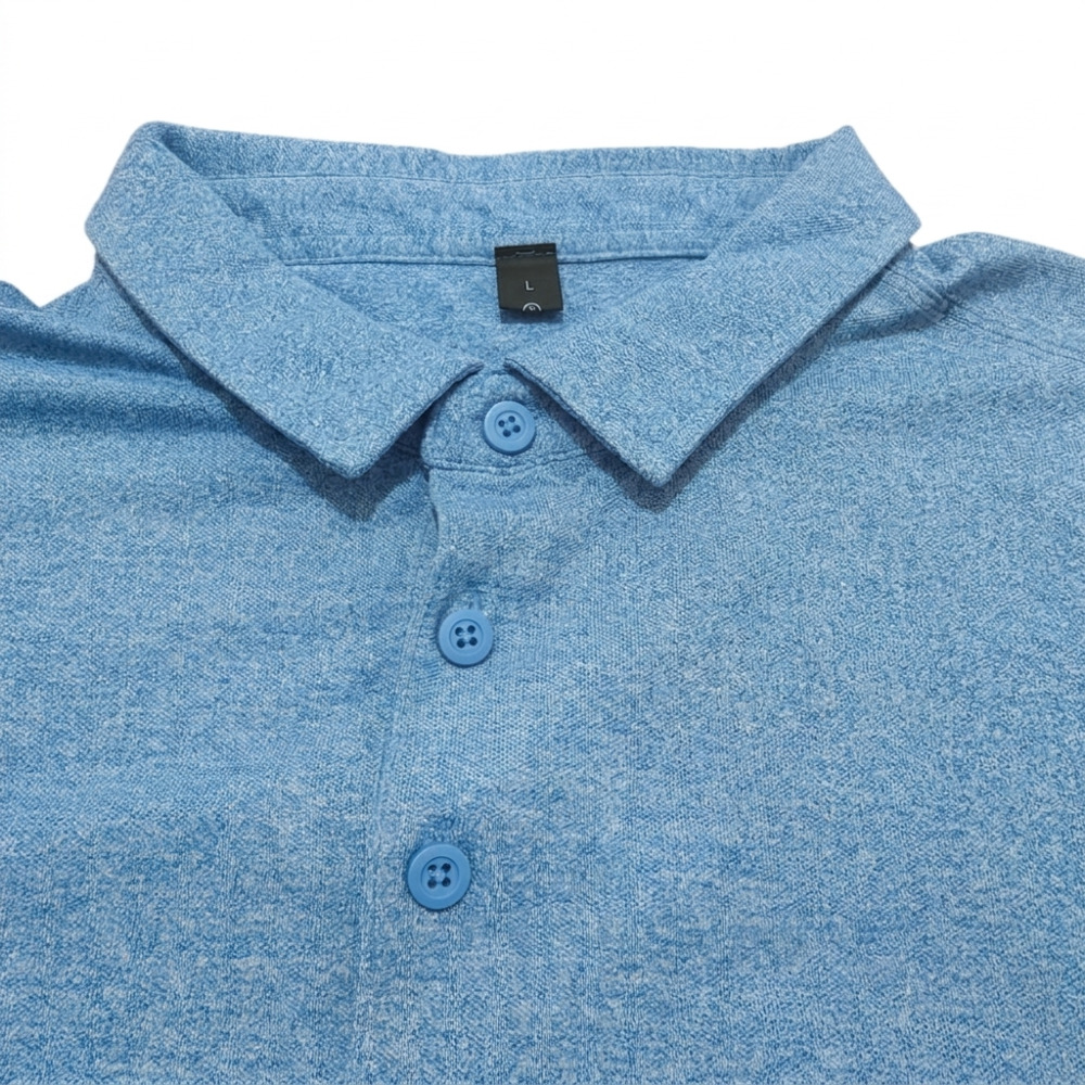Lululemon Mens Short Sleeve Polo Shirt Size Large Light Heather Blue Casual Golf - Picture 5 of 5
